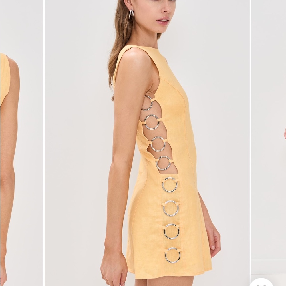 Chic Yellow Mini Dress with Silver Accents